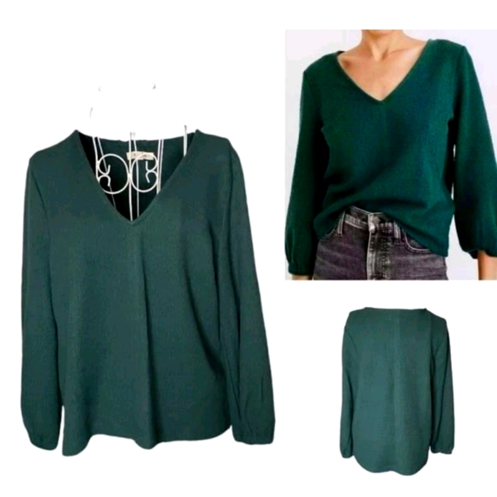 Madewell Full Sleeve Top In Spruce/Forest Green Size Medium